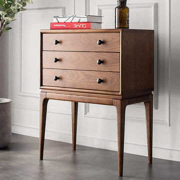 Mid Century Chest Cabinet with 3 Drawers of Ash Wood in Walnut-Wehomz-Cabinets & Chests,Furniture,Living Room Furniture